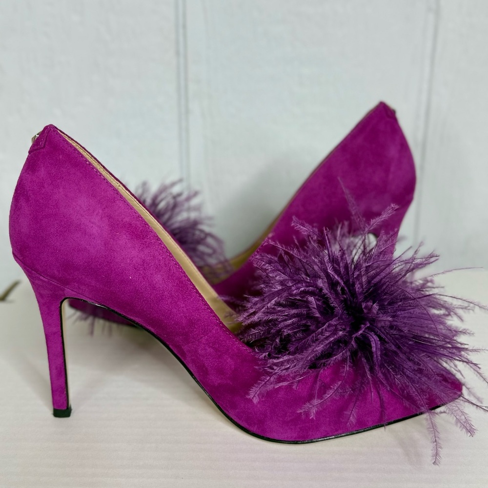 Sam Edelman Purple Feathered Heels